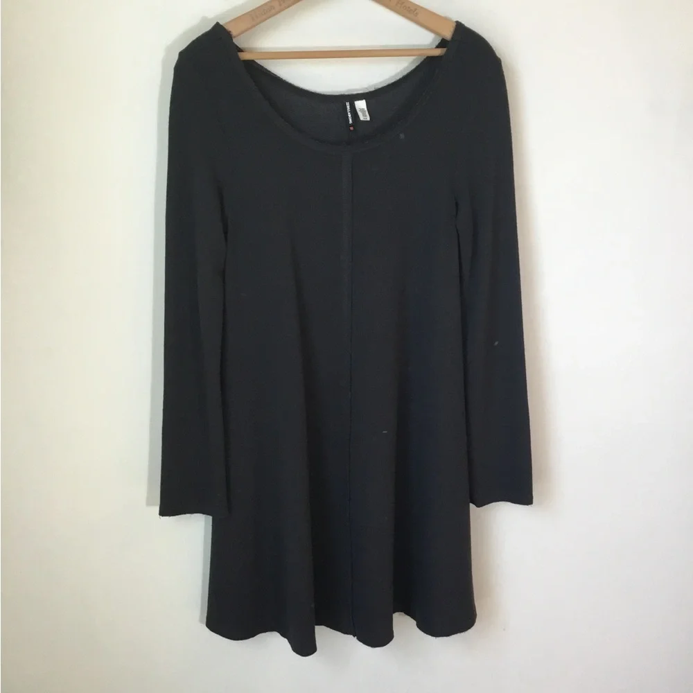 Billabong Scoop Neck‎ Black French Terry Long Sleeve Dress